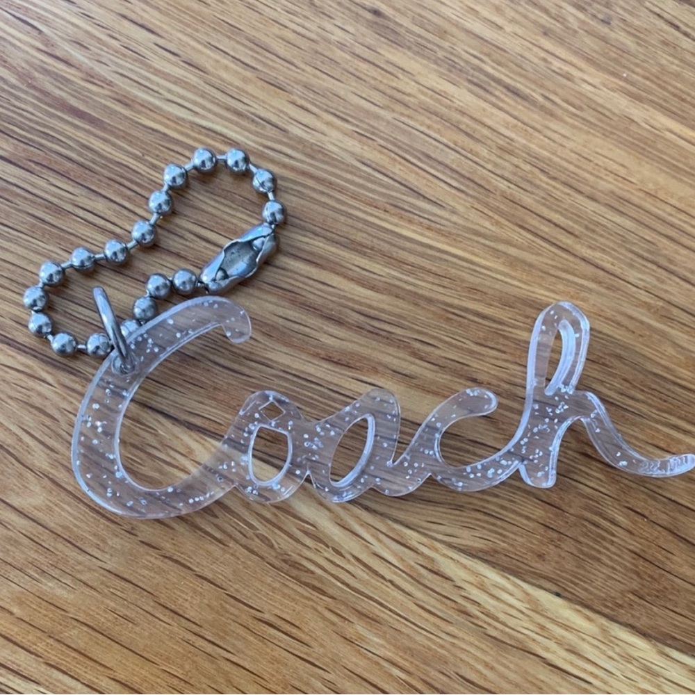 COACH 💕 EUC “coach” Script Poppy Charm Clear With Silver Glitter *NO CALLOUTS*